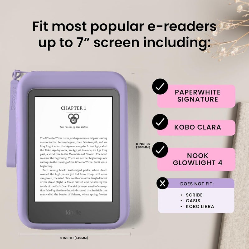 Strapsicle Silicone Clutch for Kindle & E-Readers – Multi-Purpose Bag for Phone, Wallet & Keys – Fits 6.8″–7″ Paperwhite 2024, 6″ Kindles, Kobos, Nook – Anti-Dust Coating - Candy Pink - Image 5